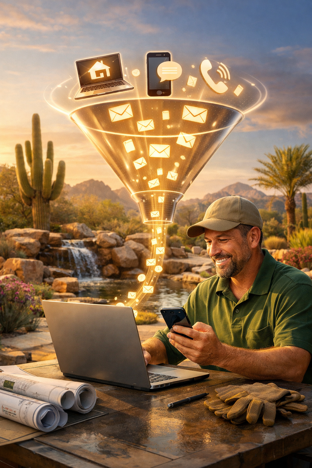 Landscaping lead funnel example for Phoenix landscaping businesses